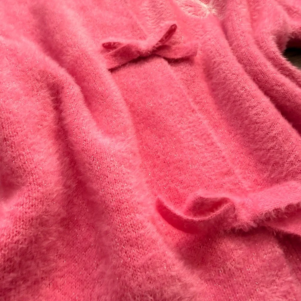 Luxurious Pink Bow-Accent Cardigan - Picture 3 of 5